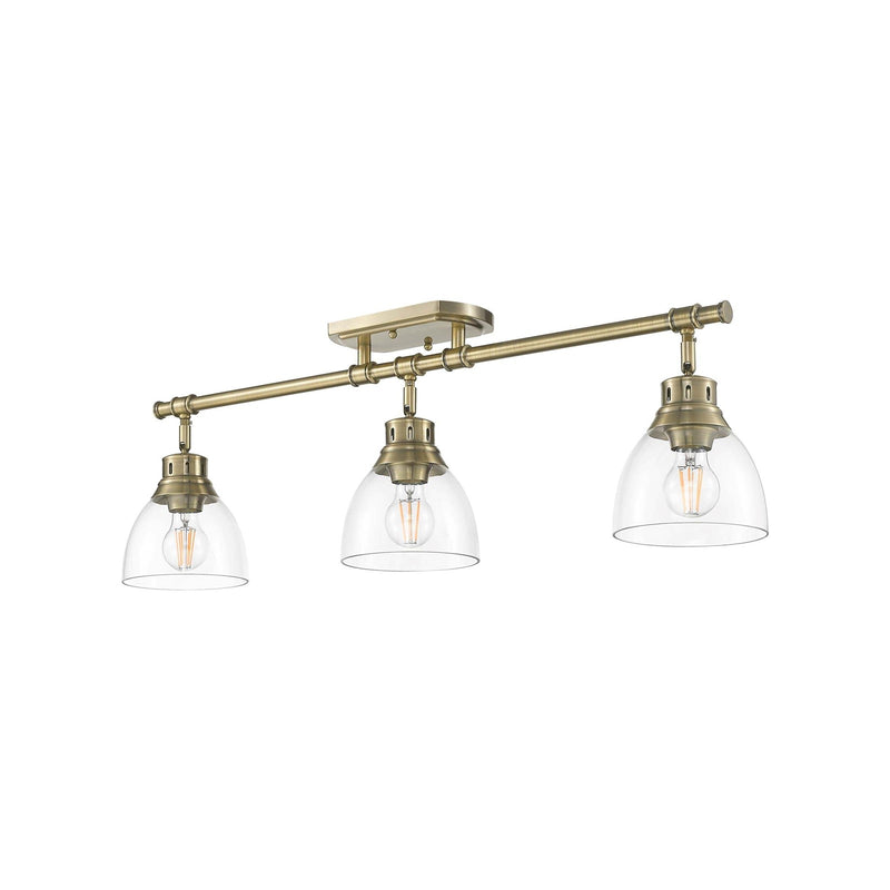 Golden Lighting Duncan 35in 3-Light Semi-Flush Mount | Farmhouse Aged Brass and Clear Glass | Entryway & Kitchen | Model 3602-3SF AB-CLR