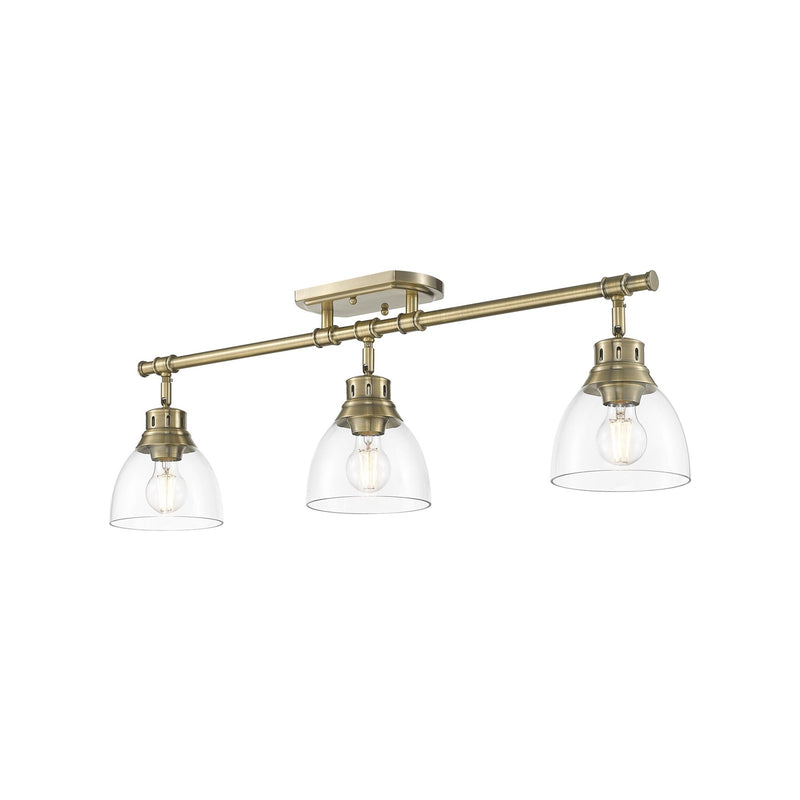 Golden Lighting Duncan 35in 3-Light Semi-Flush Mount | Farmhouse Aged Brass and Clear Glass | Entryway & Kitchen | Model 3602-3SF AB-CLR