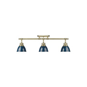 Golden Lighting Duncan 3-Light Semi-Flush, Aged Brass/Navy Blue - 3602-3SFAB-NVY