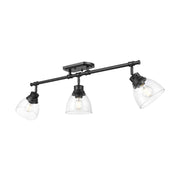 Golden Lighting Duncan 35in 3-Light Semi-Flush Mount | Country Farmhouse Matte Black and Clear Glass | Entryway & Foyer | Model 3602-3SF BLK-CLR