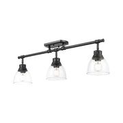 Golden Lighting Duncan 35in 3-Light Semi-Flush Mount | Country Farmhouse Matte Black and Clear Glass | Entryway & Foyer | Model 3602-3SF BLK-CLR