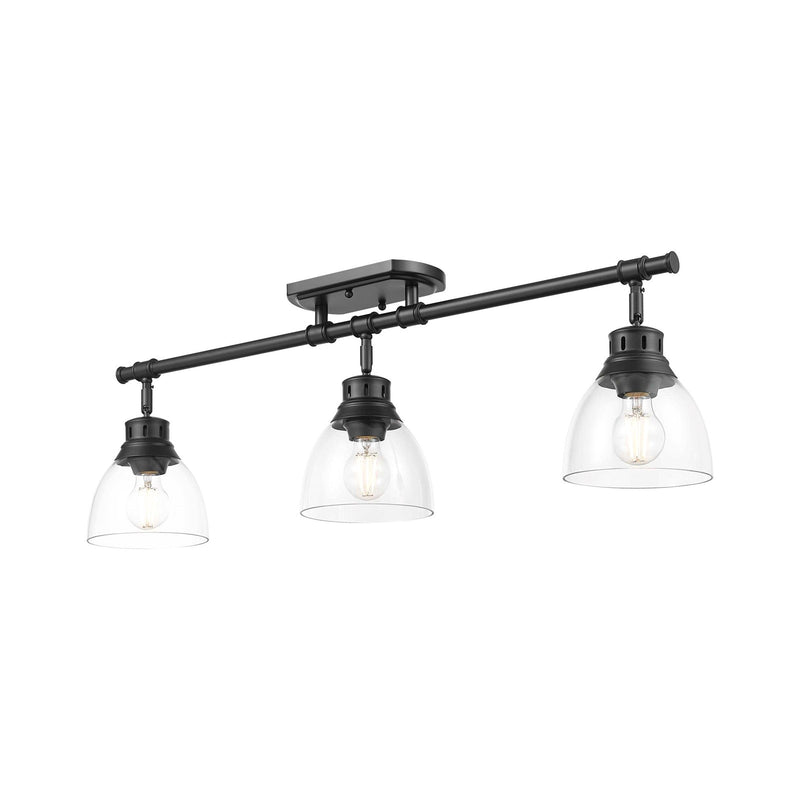 Golden Lighting Duncan 35in 3-Light Semi-Flush Mount | Country Farmhouse Matte Black and Clear Glass | Entryway & Foyer | Model 3602-3SF BLK-CLR