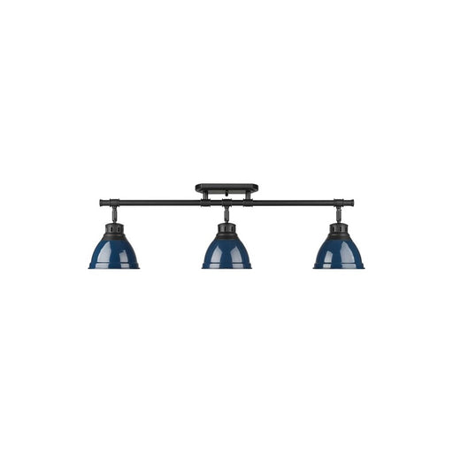 Golden Duncan 3-Light Semi-Flush, Matte Black/Navy Blue - 3602-3SFBLK-NVY