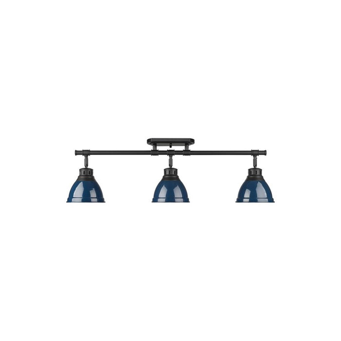 Golden Duncan 3-Light Semi-Flush, Matte Black/Navy Blue - 3602-3SFBLK-NVY