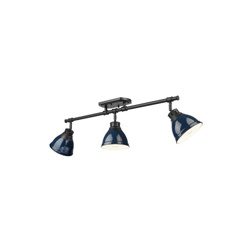 Golden Duncan 3-Light Semi-Flush, Matte Black/Navy Blue