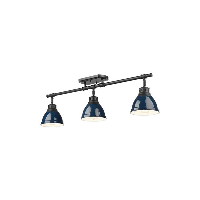 Golden Duncan 3-Light Semi-Flush, Matte Black/Navy Blue