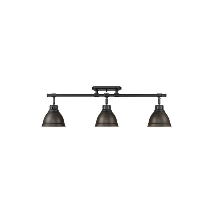 Golden Duncan 3-Light Semi-Flush, Matte Black/Rubbed Bronze - 3602-3SFBLK-RBZ