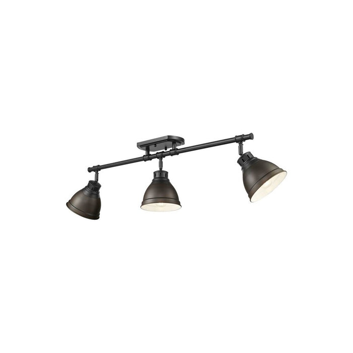 Golden Duncan 3-Light Semi-Flush, Matte Black/Rubbed Bronze