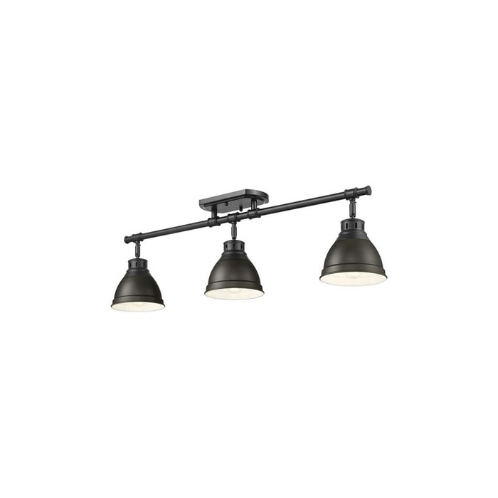 Golden Duncan 3-Light Semi-Flush, Matte Black/Rubbed Bronze