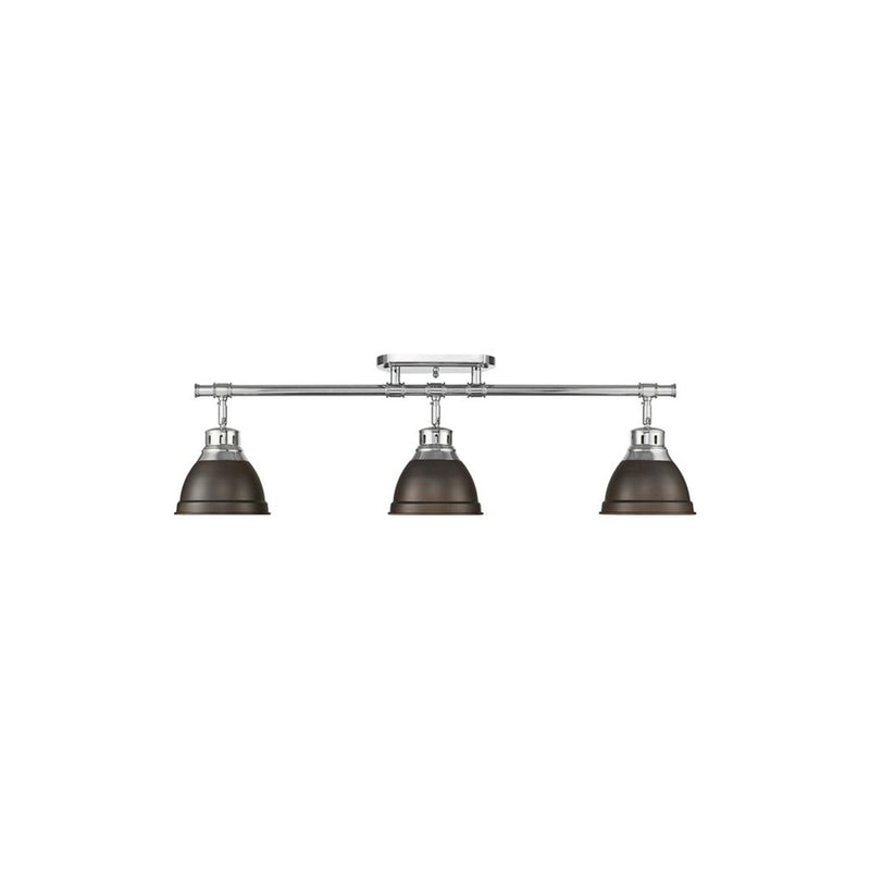 Golden Lighting Duncan 3-Light Semi-Flush, Chrome/Rubbed Bronze - 3602-3SFCH-RBZ