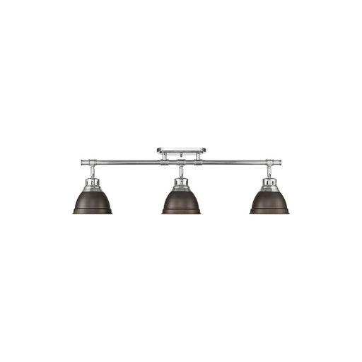 Golden Lighting Duncan 3-Light Semi-Flush, Chrome/Rubbed Bronze - 3602-3SFCH-RBZ