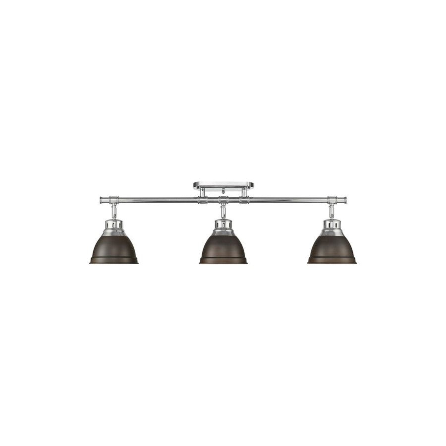 Golden Lighting Duncan 3-Light Semi-Flush, Chrome/Rubbed Bronze - 3602-3SFCH-RBZ