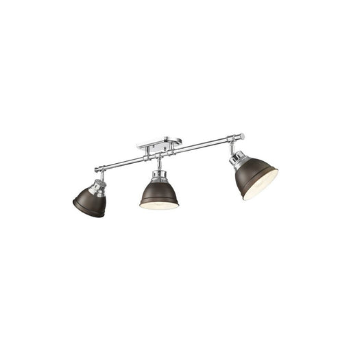 Golden Lighting Duncan 3-Light Semi-Flush, Chrome/Rubbed Bronze