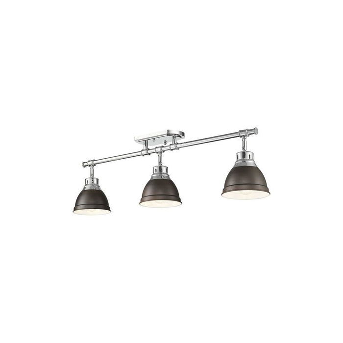 Golden Lighting Duncan 3-Light Semi-Flush, Chrome/Rubbed Bronze