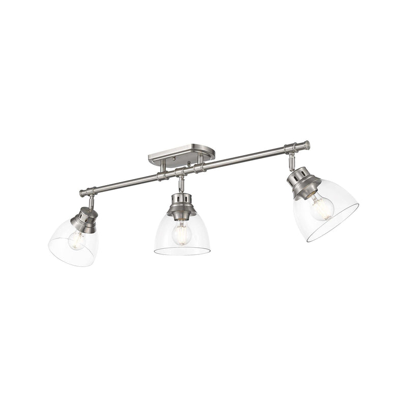 Golden Lighting Duncan 3-Light Semi-Flush Mount | Farmhouse Pewter Steel and Clear Glass | Entryway & Kitchen Ceiling Light | Model 3602-3SF PW-CLR