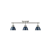 Golden Lighting Duncan 3-Light Semi-Flush, Pewter/Navy Blue - 3602-3SFPW-NVY