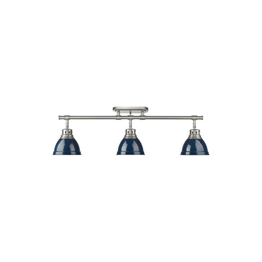 Golden Lighting Duncan 3-Light Semi-Flush, Pewter/Navy Blue - 3602-3SFPW-NVY