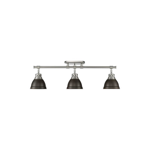 Golden Lighting Duncan 3-Light Semi-Flush, Pewter/Rubbed Bronze - 3602-3SFPW-RBZ