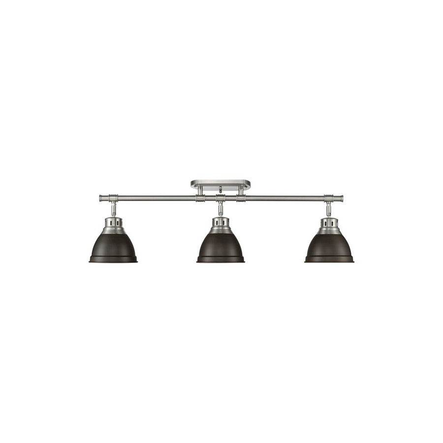 Golden Lighting Duncan 3-Light Semi-Flush, Pewter/Rubbed Bronze - 3602-3SFPW-RBZ