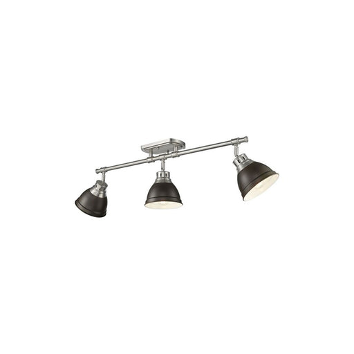 Golden Lighting Duncan 3-Light Semi-Flush, Pewter/Rubbed Bronze