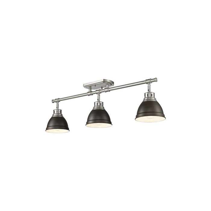 Golden Lighting Duncan 3-Light Semi-Flush, Pewter/Rubbed Bronze