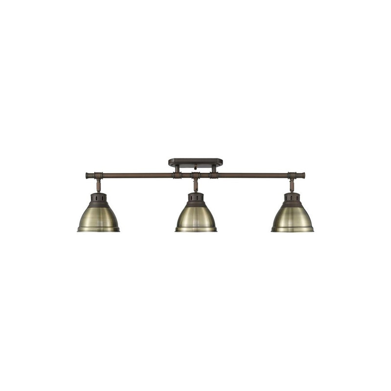 Golden Duncan 3-Light Semi-Flush, Rubbed Bronze/Aged Brass - 3602-3SFRBZ-AB