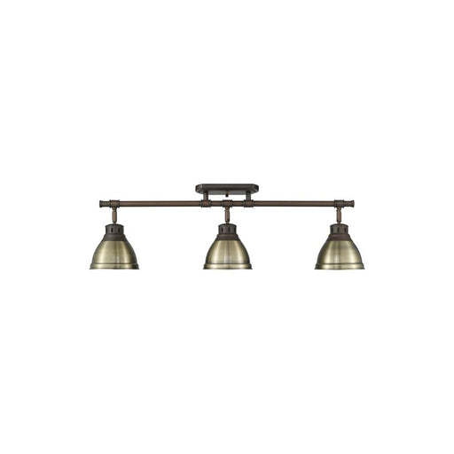 Golden Duncan 3-Light Semi-Flush, Rubbed Bronze/Aged Brass - 3602-3SFRBZ-AB