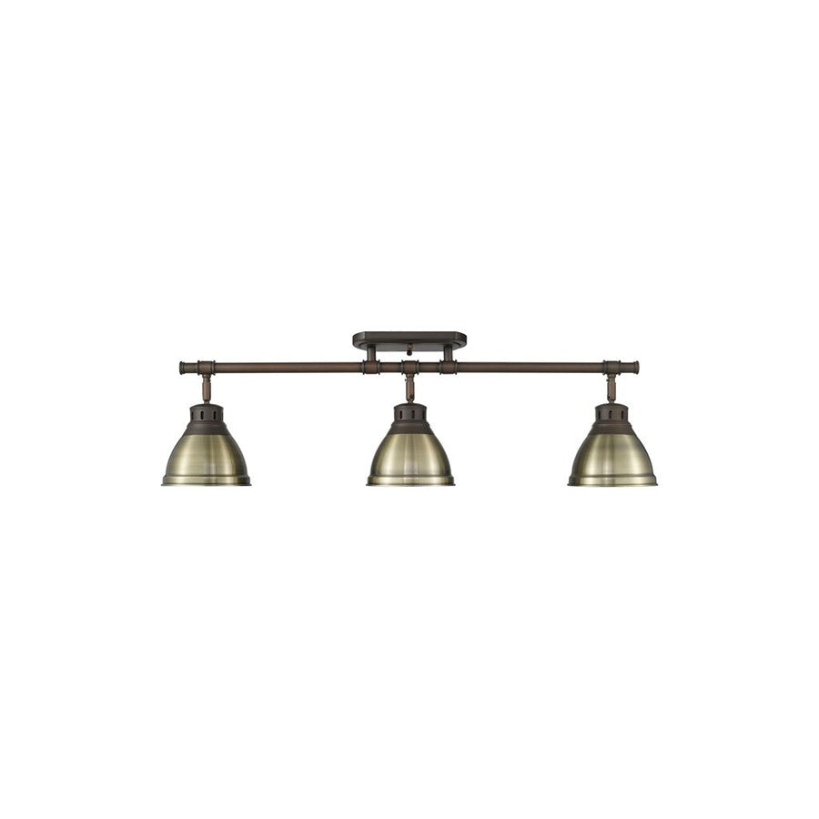 Golden Duncan 3-Light Semi-Flush, Rubbed Bronze/Aged Brass - 3602-3SFRBZ-AB