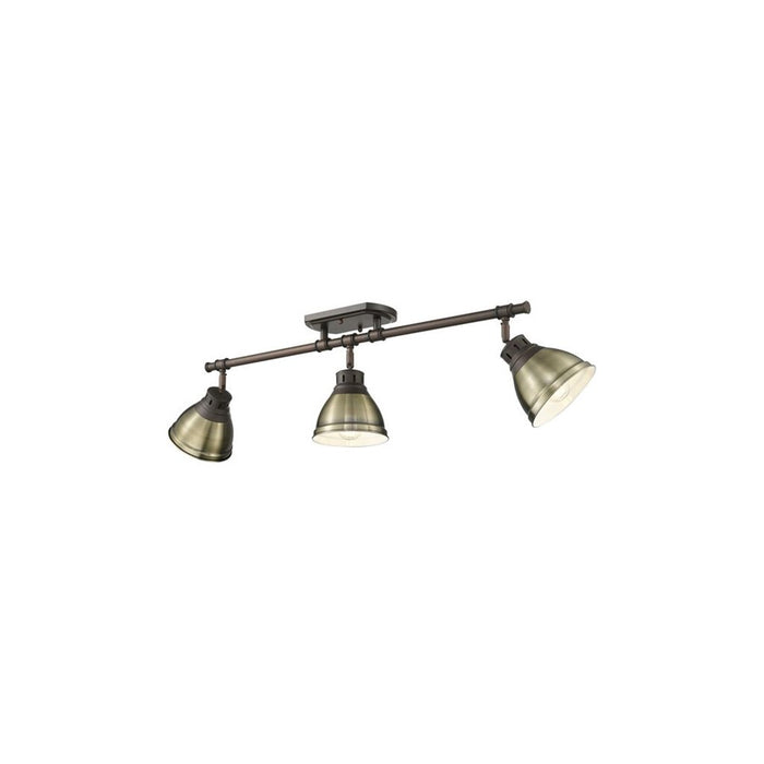 Golden Duncan 3-Light Semi-Flush, Rubbed Bronze/Aged Brass