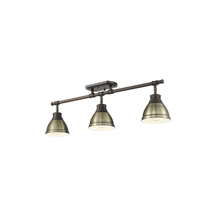 Golden Duncan 3-Light Semi-Flush, Rubbed Bronze/Aged Brass