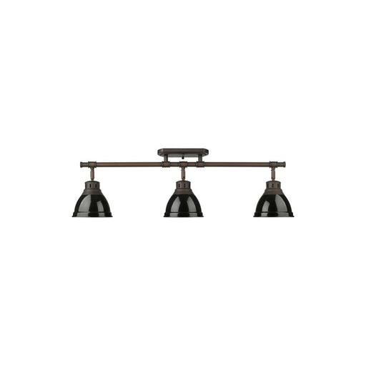 Golden Lighting Duncan 3-Light Semi-Flush, Rubbed Bronze/Black - 3602-3SFRBZ-BK