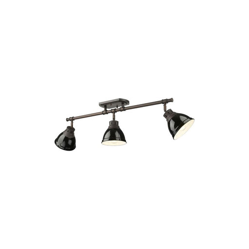 Golden Lighting Duncan 3-Light Semi-Flush, Rubbed Bronze/Black