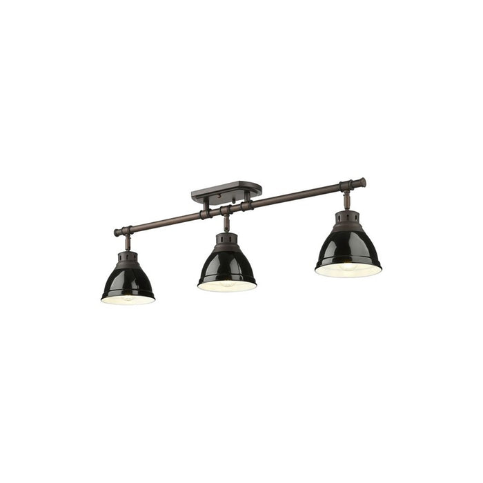 Golden Lighting Duncan 3-Light Semi-Flush, Rubbed Bronze/Black