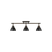 Golden Duncan 3-Light Semi-Flush, Rubbed Bronze/Matte Black - 3602-3SFRBZ-BLK