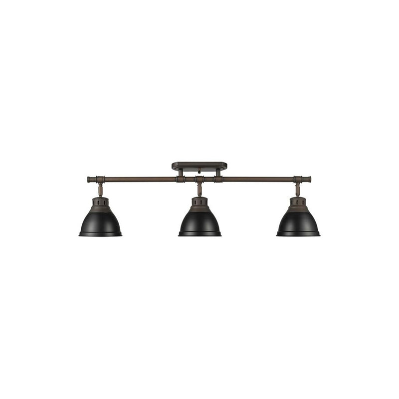 Golden Duncan 3-Light Semi-Flush, Rubbed Bronze/Matte Black - 3602-3SFRBZ-BLK