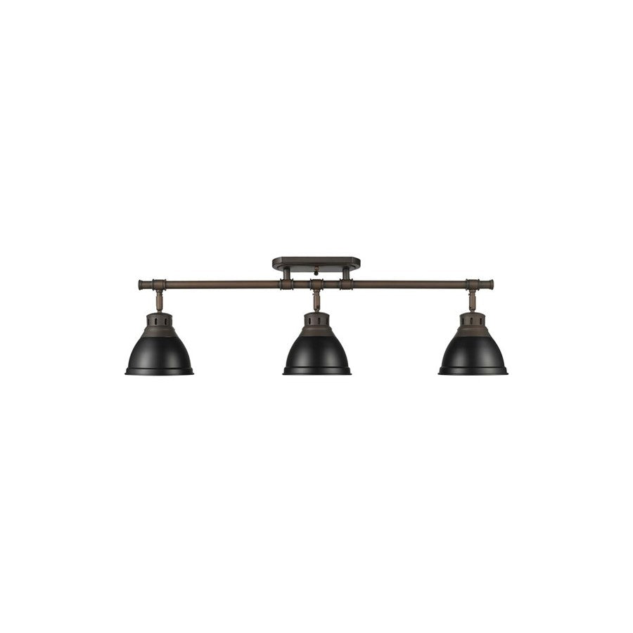 Golden Duncan 3-Light Semi-Flush, Rubbed Bronze/Matte Black - 3602-3SFRBZ-BLK