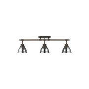 Golden Lighting Duncan 3-Light Semi-Flush, Rubbed Bronze/Chrome - 3602-3SFRBZ-CH