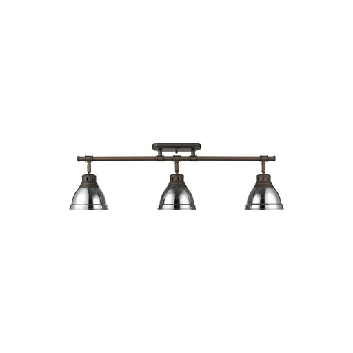 Golden Lighting Duncan 3-Light Semi-Flush, Rubbed Bronze/Chrome - 3602-3SFRBZ-CH