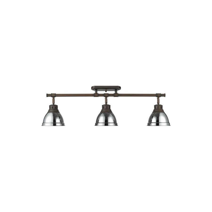 Golden Lighting Duncan 3-Light Semi-Flush, Rubbed Bronze/Chrome - 3602-3SFRBZ-CH
