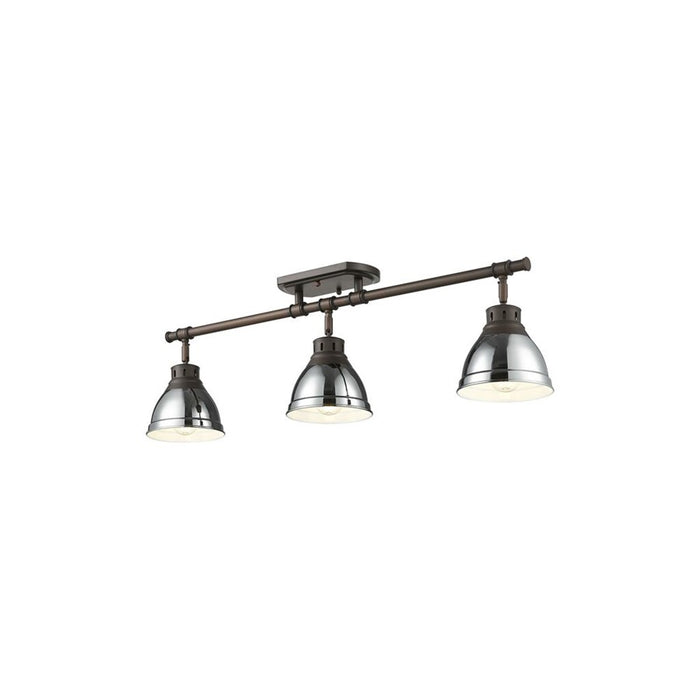 Golden Lighting Duncan 3-Light Semi-Flush, Rubbed Bronze/Chrome