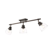 Golden Lighting Duncan 35in 3-Light Semi-Flush Mount | Farmhouse Rubbed Bronze and Clear Glass | Entryway & Living Room | Model 3602-3SF RBZ-CLR