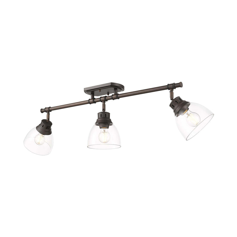 Golden Lighting Duncan 35in 3-Light Semi-Flush Mount | Farmhouse Rubbed Bronze and Clear Glass | Entryway & Living Room | Model 3602-3SF RBZ-CLR