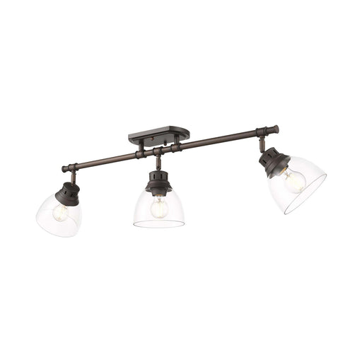 Golden Lighting Duncan 35in 3-Light Semi-Flush Mount | Farmhouse Rubbed Bronze and Clear Glass | Entryway & Living Room | Model 3602-3SF RBZ-CLR