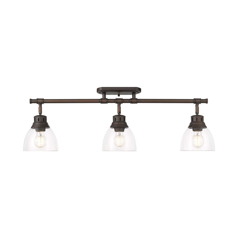 Golden Lighting Duncan 35in 3-Light Semi-Flush Mount | Farmhouse Rubbed Bronze and Clear Glass | Entryway & Living Room | Model 3602-3SF RBZ-CLR