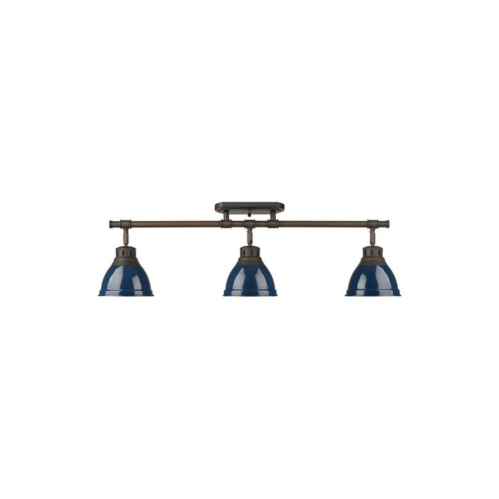 Golden Duncan 3-Light Semi-Flush, Rubbed Bronze/Navy Blue - 3602-3SFRBZ-NVY