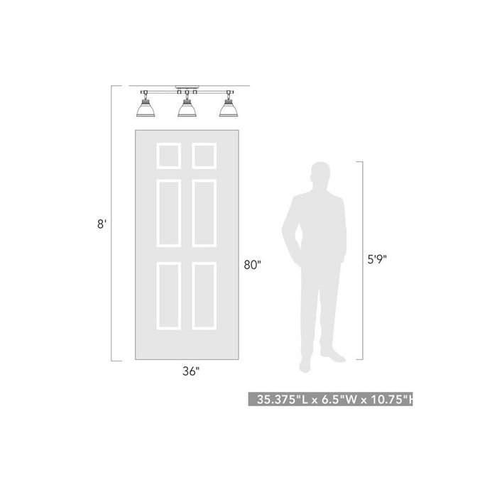 Golden Duncan 3-Light Semi-Flush, Rubbed Bronze/Navy Blue