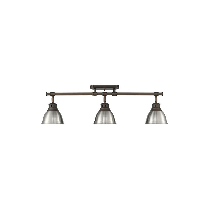 Golden Lighting Duncan 3-Light Semi-Flush, Rubbed Bronze/Pewter - 3602-3SFRBZ-PW
