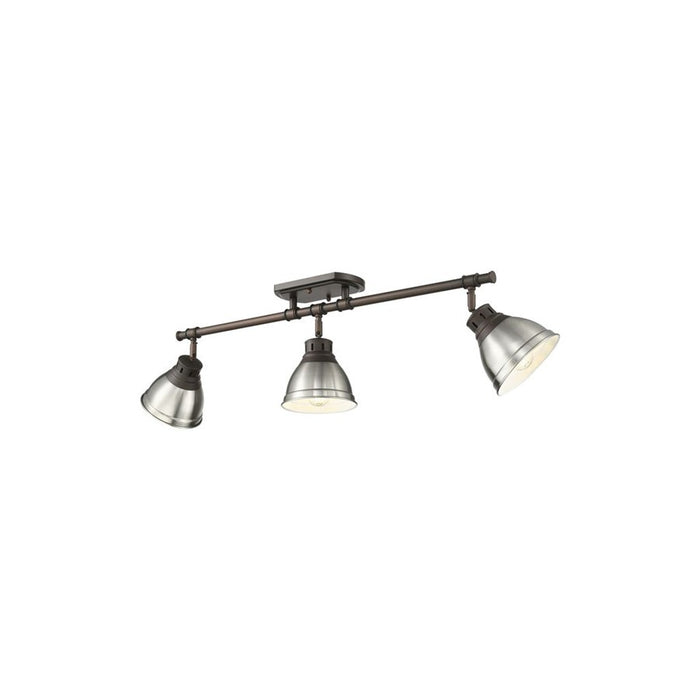 Golden Lighting Duncan 3-Light Semi-Flush, Rubbed Bronze/Pewter