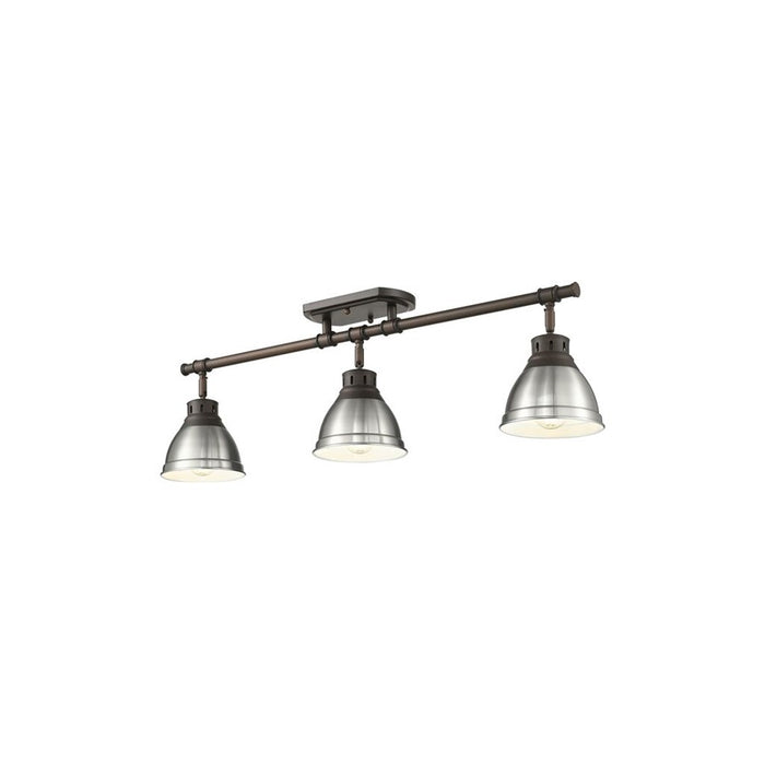 Golden Lighting Duncan 3-Light Semi-Flush, Rubbed Bronze/Pewter