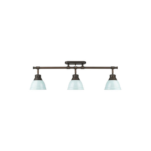 Golden Duncan 3-Light Semi-Flush, Rubbed Bronze/Seafoam - 3602-3SFRBZ-SF